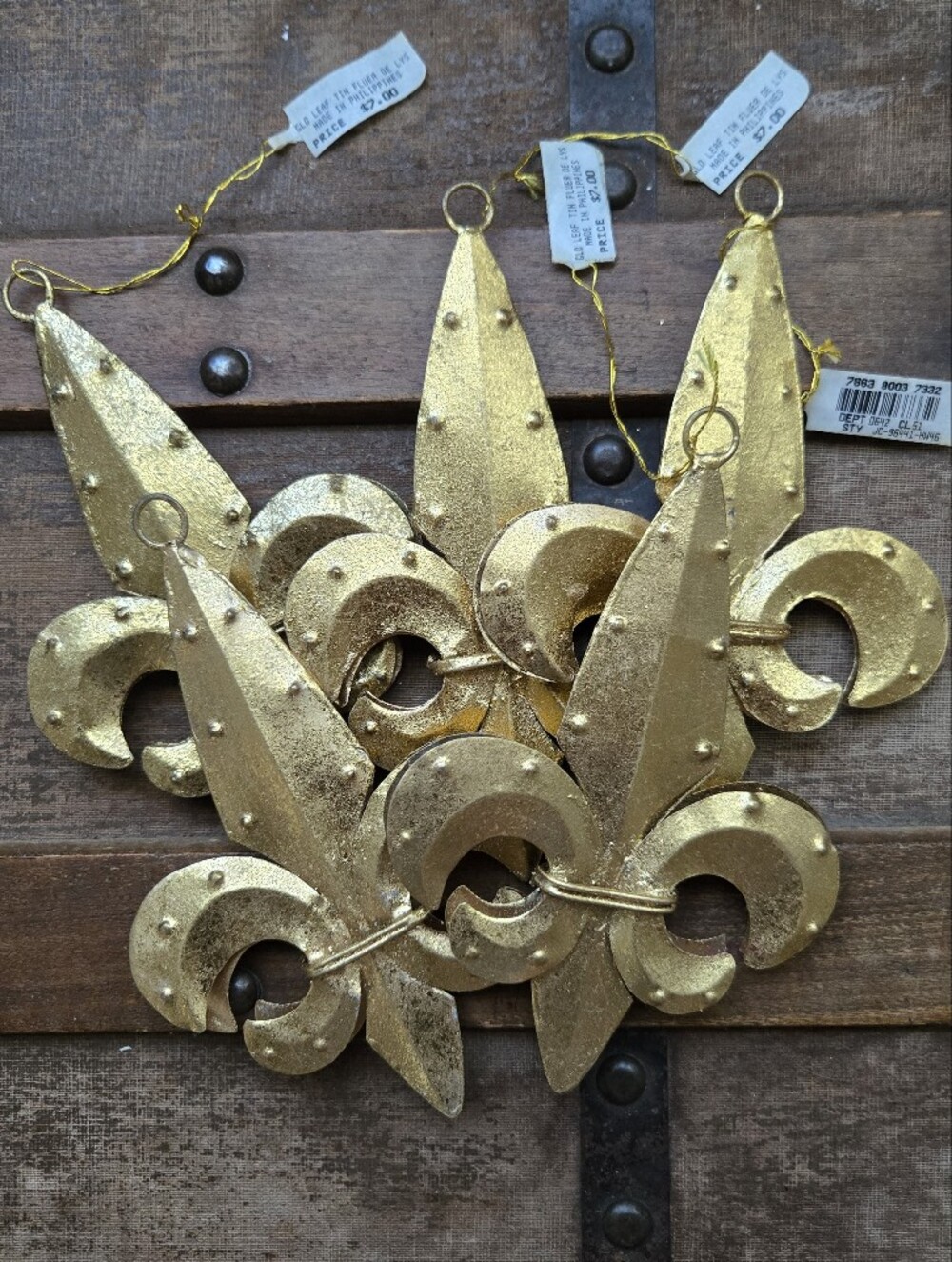 Gold Leaf Fleur De Lis Ornaments